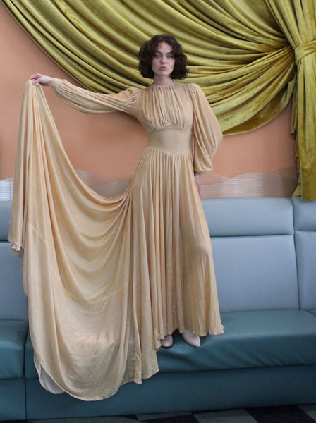 30s Silk Velvet Wedding Gown
