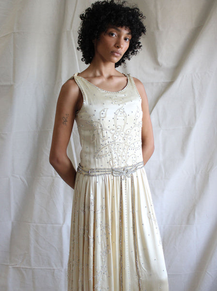 20s Couture Embellished Silk Dress