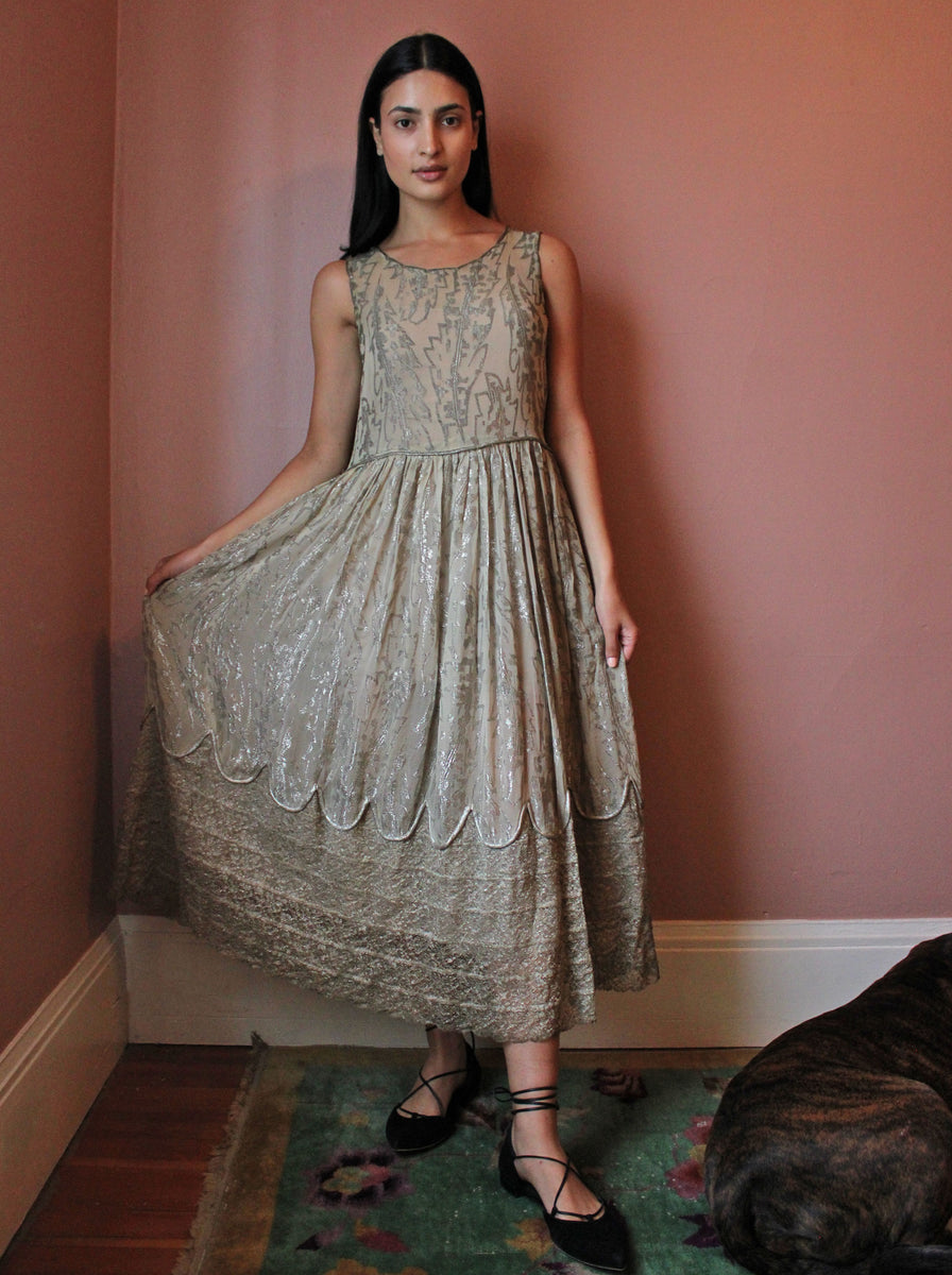 【美品】etoll.／Lame tulle chiffon dress Nox Anabel Y1472 Size 12 Lavender Sheer Corset Tulle