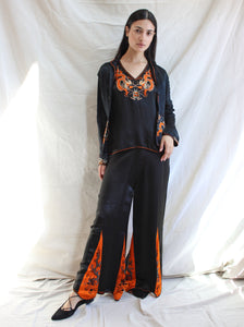 20s Chinese Silk Embroidered 3-Pc Lounge Set