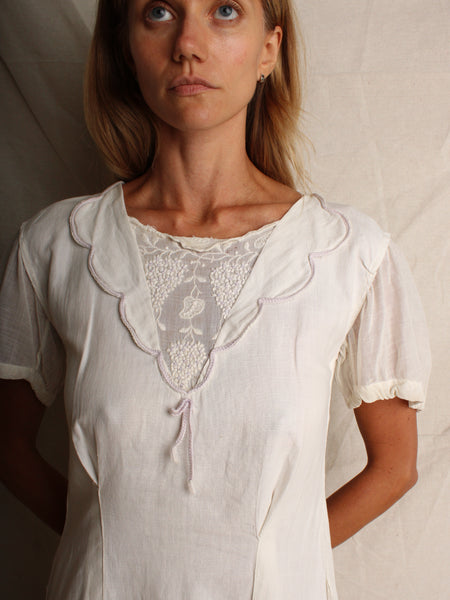 20s Embroidered Cotton Dress