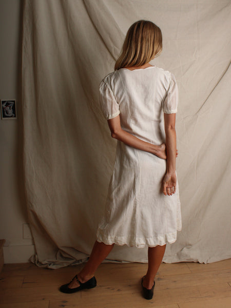 20s Embroidered Cotton Dress