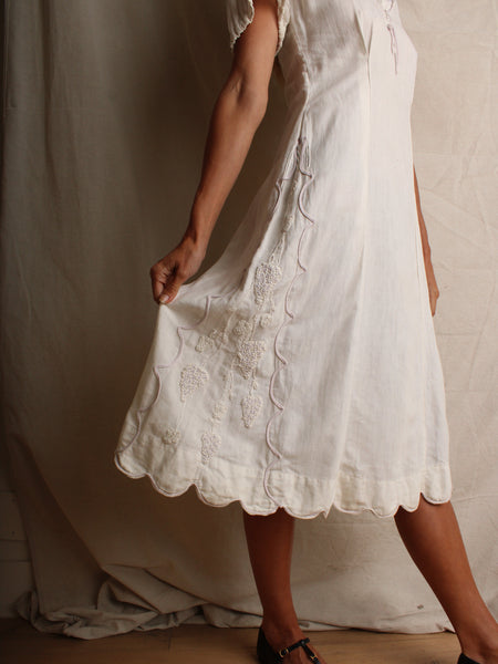 20s Embroidered Cotton Dress