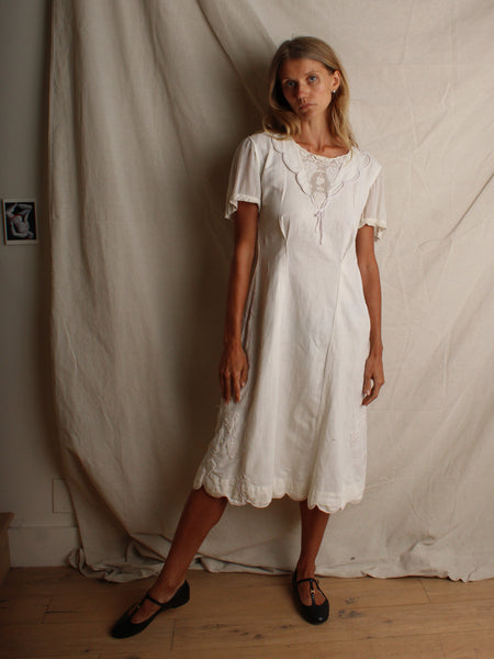 20s Embroidered Cotton Dress