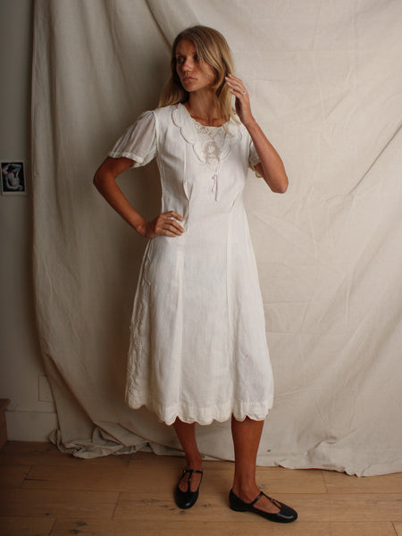 20s Embroidered Cotton Dress
