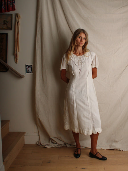 20s Embroidered Cotton Dress