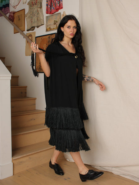 Early 20s Silk Fringe Cloak