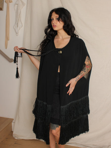 Early 20s Silk Fringe Cloak