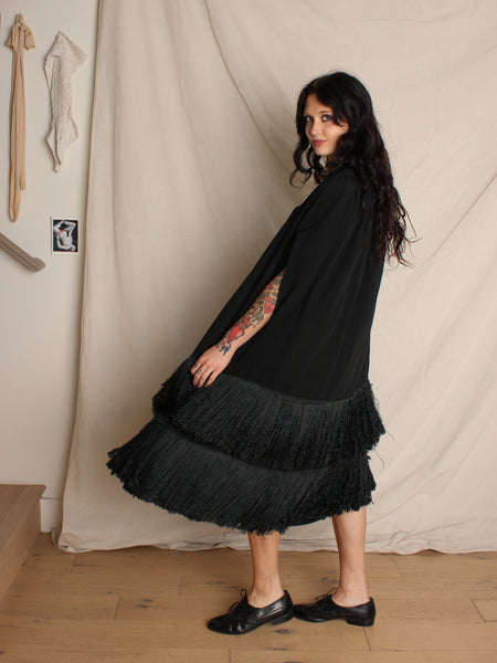 Early 20s Silk Fringe Cloak