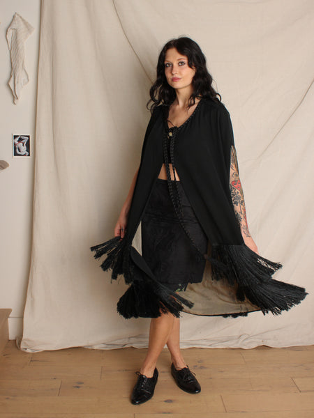 Early 20s Silk Fringe Cloak