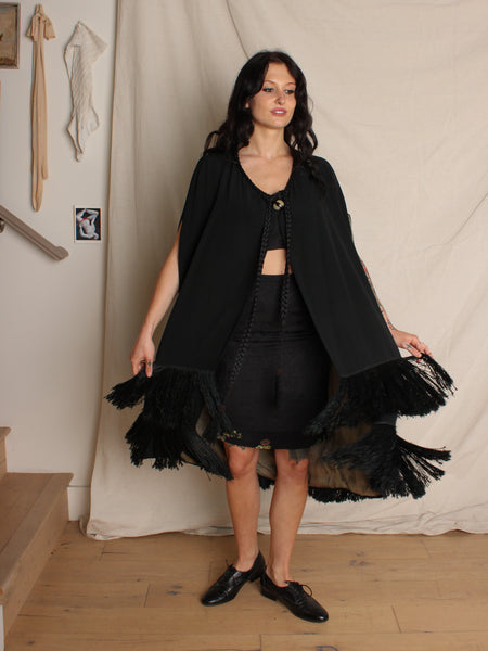 Early 20s Silk Fringe Cloak