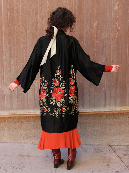 20s Embroidered Silk Robe