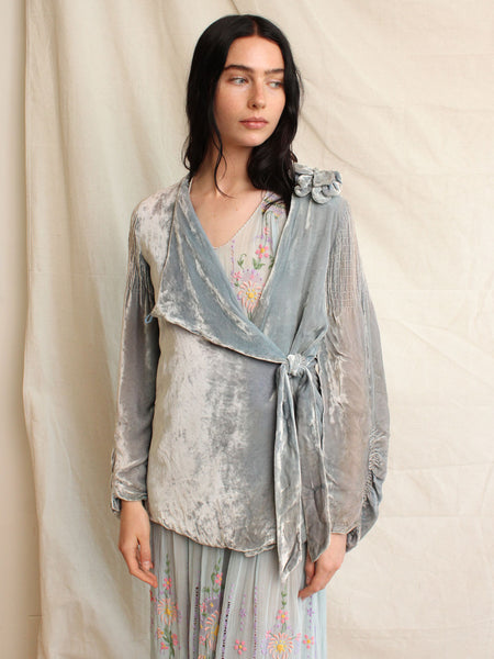 20s Asymmetrical Silk Velvet Jacket