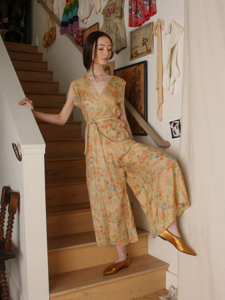20s Pongee Silk Beach Pajamas