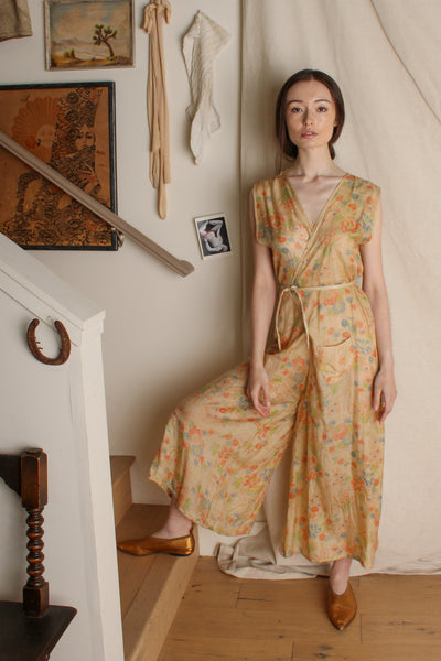 20s Pongee Silk Beach Pajamas