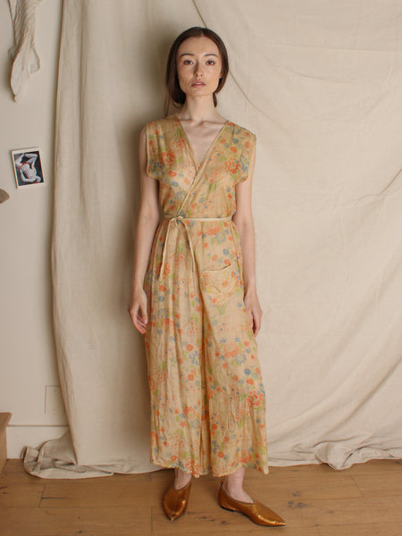 20s Pongee Silk Beach Pajamas