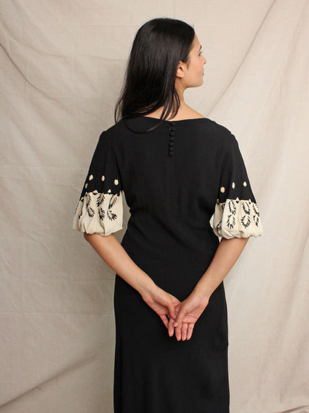 30s Two Tone Embroidered Dress