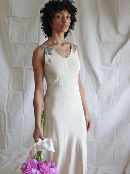 30s Beaded Strap Gown