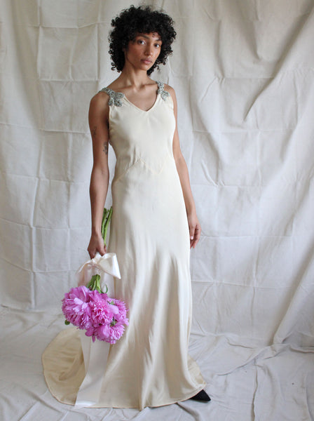 30s Beaded Strap Gown