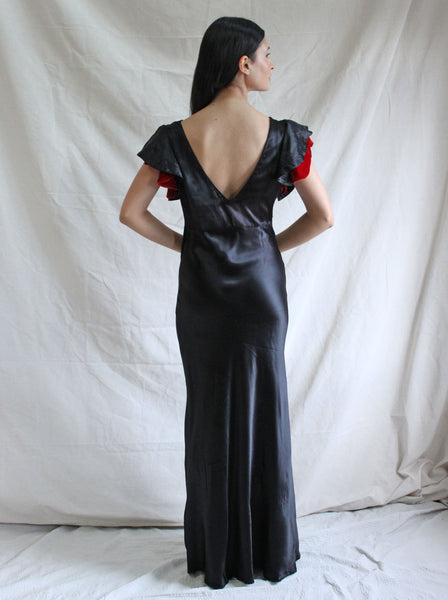 30s Satin & Velvet Gown