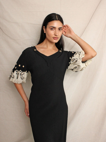 30s Two Tone Embroidered Dress