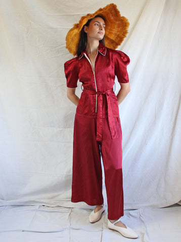 30s Cranberry Loungewear Ensemble