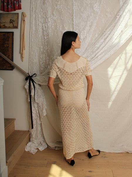 30s Crochet Dress w/ Bag