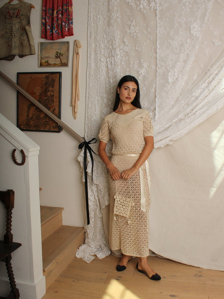 30s Crochet Dress w/ Bag