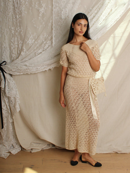 30s Crochet Dress w/ Bag