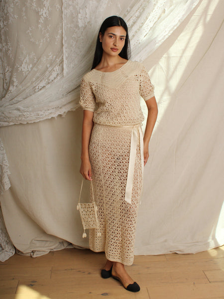 30s Crochet Dress w/ Bag