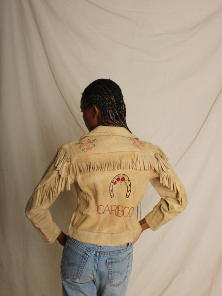30s Embroidered Deer Hide Fringe Jacket