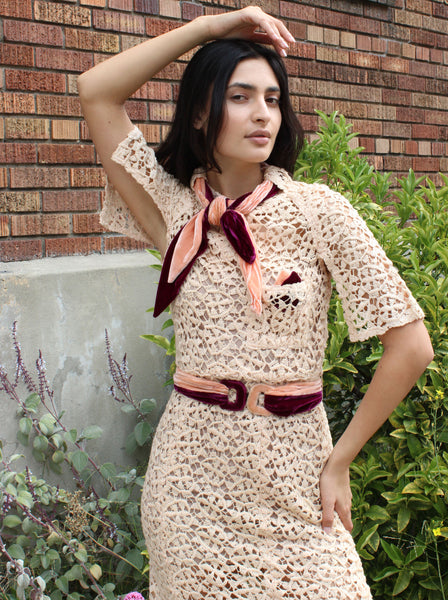 30s Lace Dress w Velvet Details