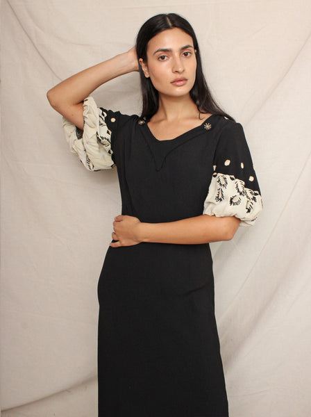 30s Two Tone Embroidered Dress