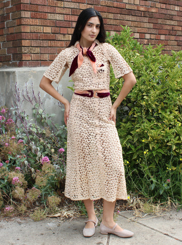 30s Lace Dress w Velvet Details
