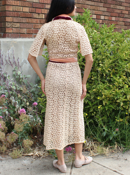 30s Lace Dress w Velvet Details