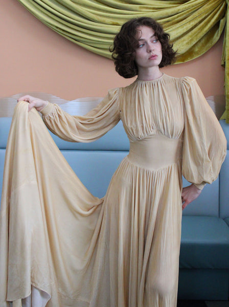30s Silk Velvet Wedding Gown
