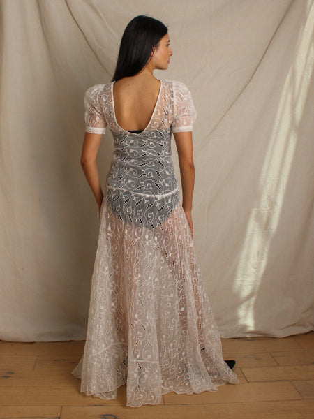 30s Organza Eyelet Gown