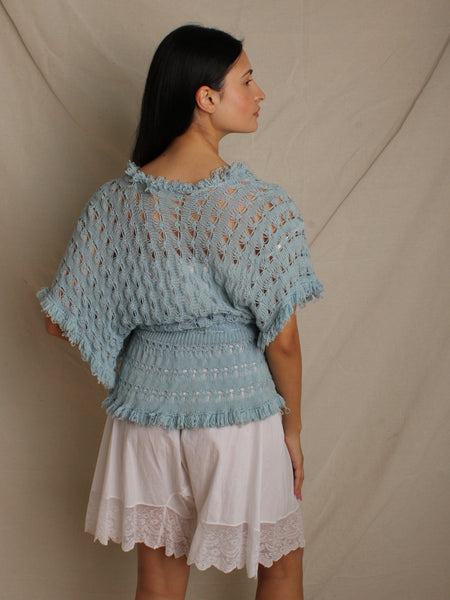 Circa 30s Crochet Pom Pom Sweater