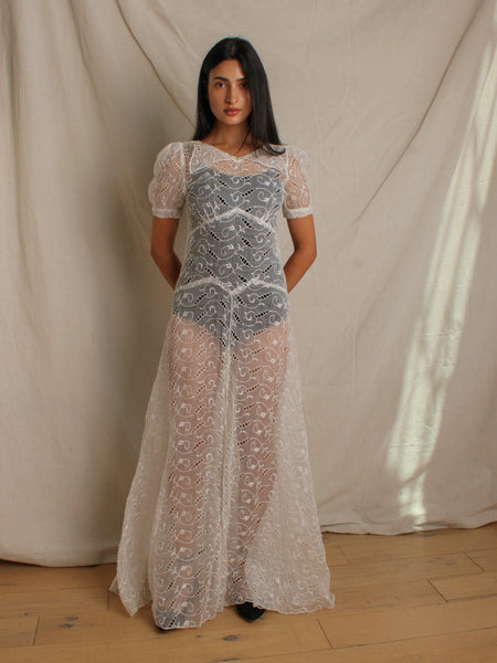 30s Organza Eyelet Gown