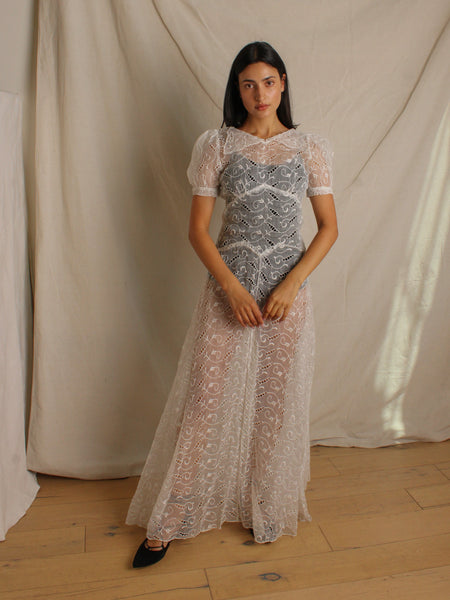 30s Organza Eyelet Gown
