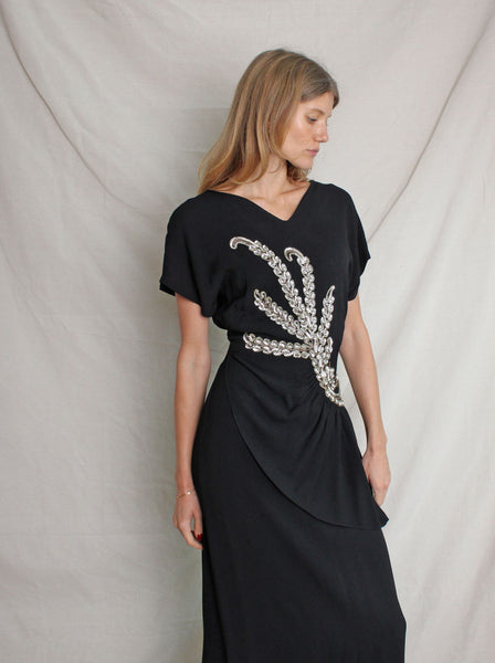 40s Sequin Peplum Gown