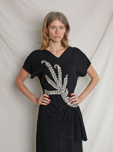 40s Sequin Peplum Gown