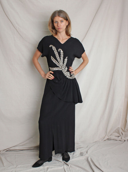 40s Sequin Peplum Gown