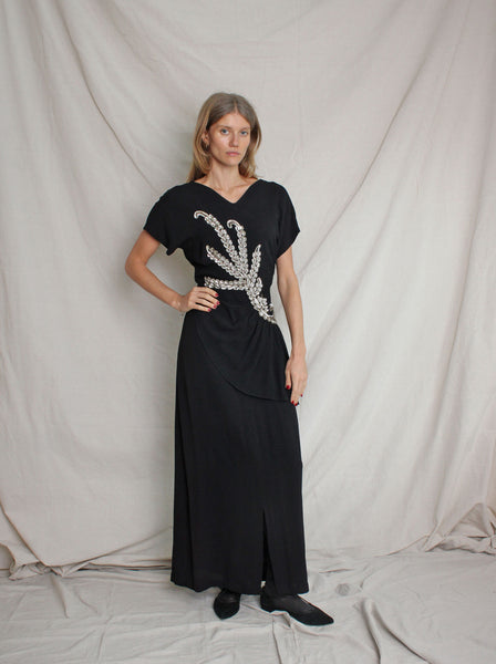 40s Sequin Peplum Gown