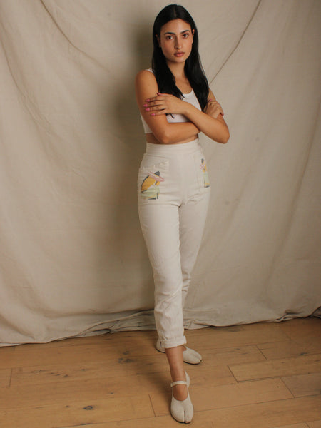 40s Hand Painted Cotton Trousers