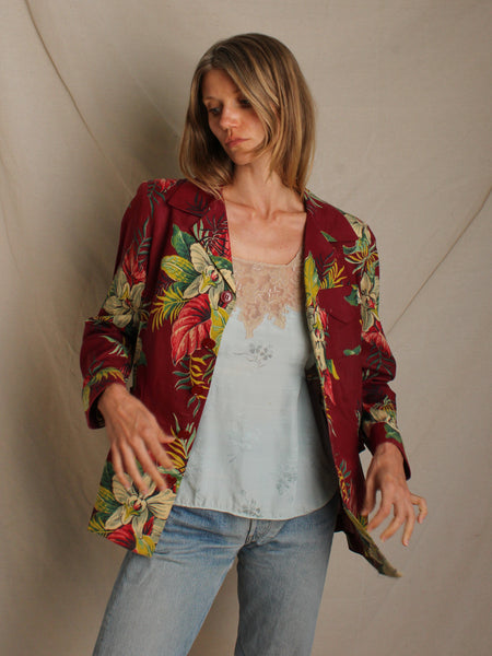40s Floral Linen Jacket
