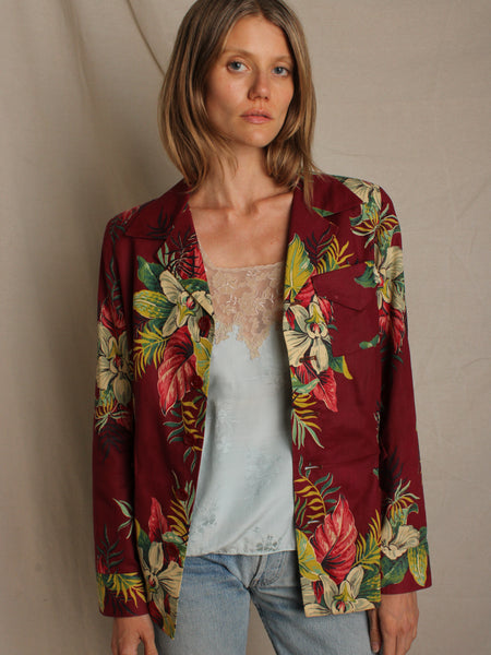 40s Floral Linen Jacket