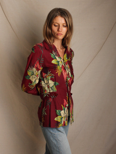 40s Floral Linen Jacket
