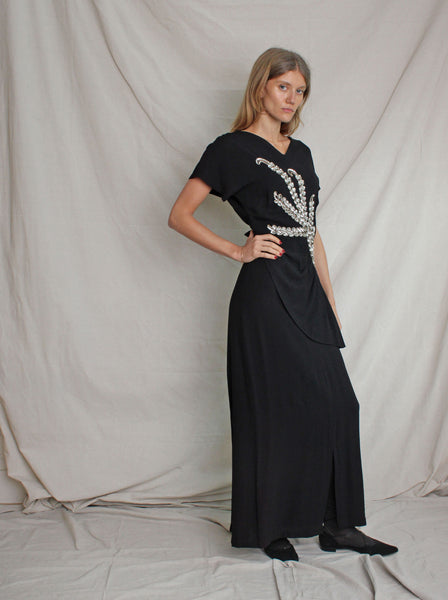 40s Sequin Peplum Gown
