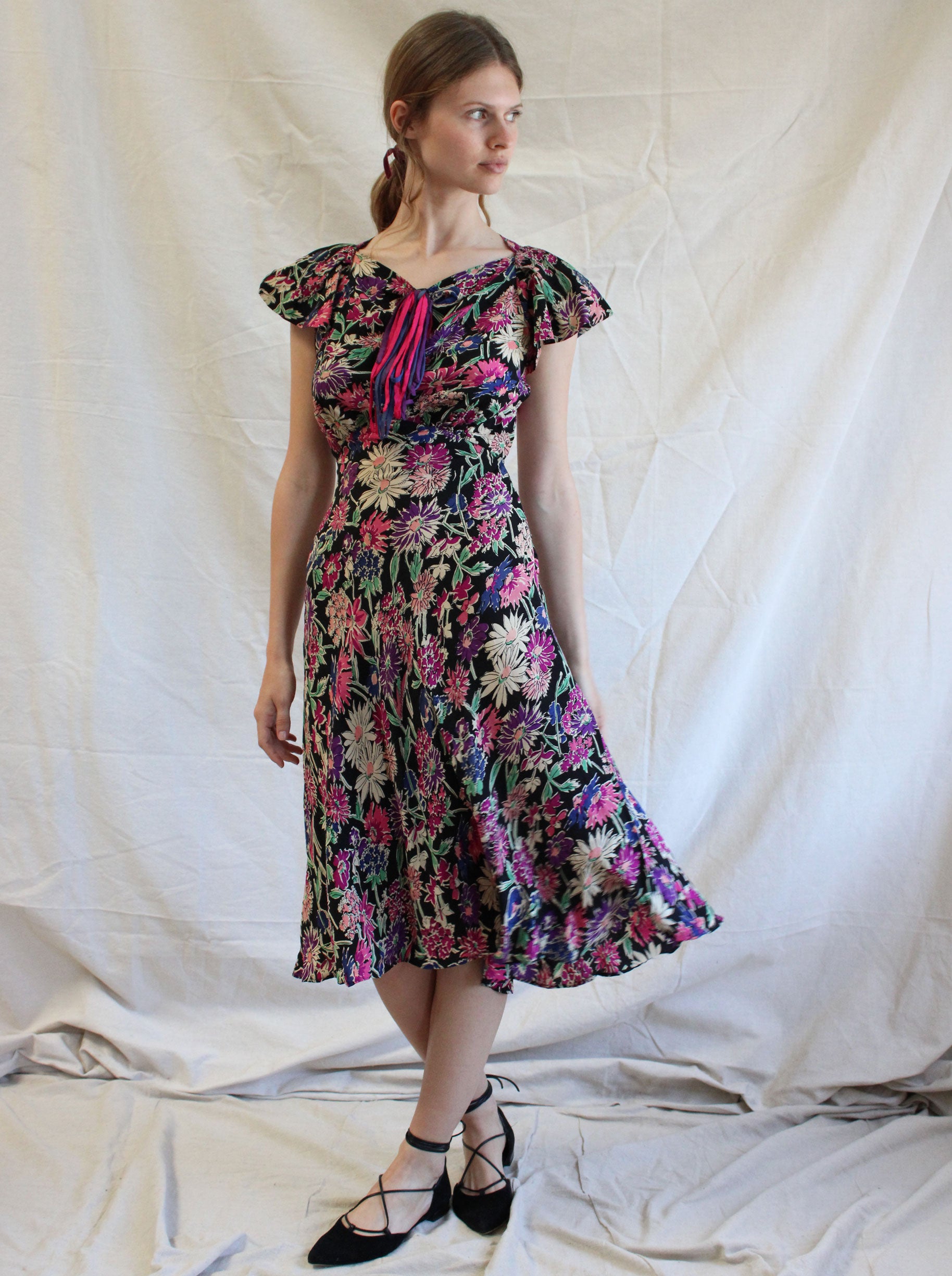 1940s silk dress best sale